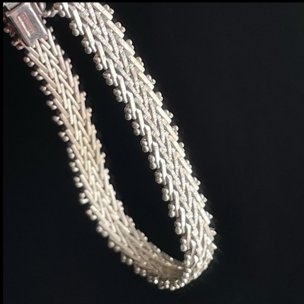 Vintage Sterling Silver 925 Italy Herringbone Bracelet